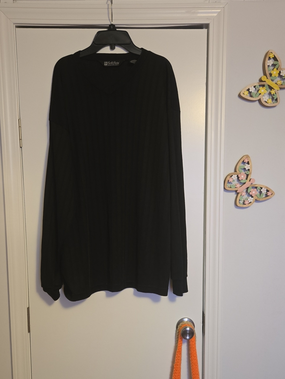 CARLO PACINI  CP Black Men's Ribbed Crewneck Sweater